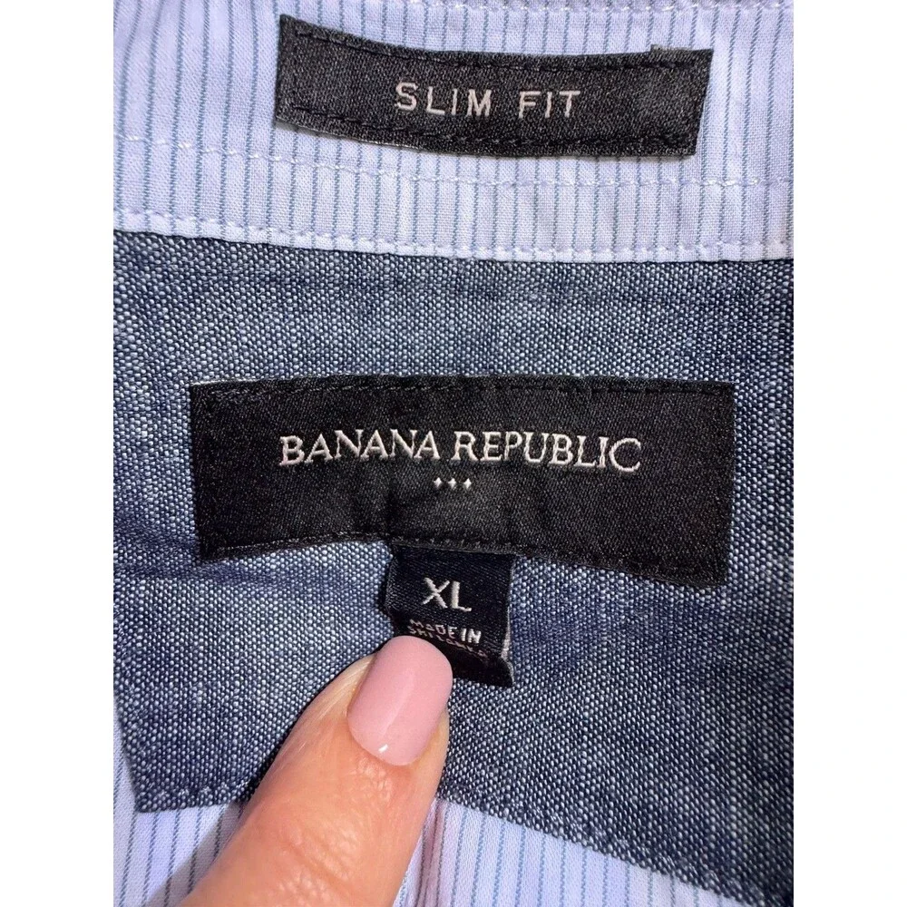 Banana Republic Men’s Shirt XL Slim Fit Short Sleeve Button-Up Cocktail EUC